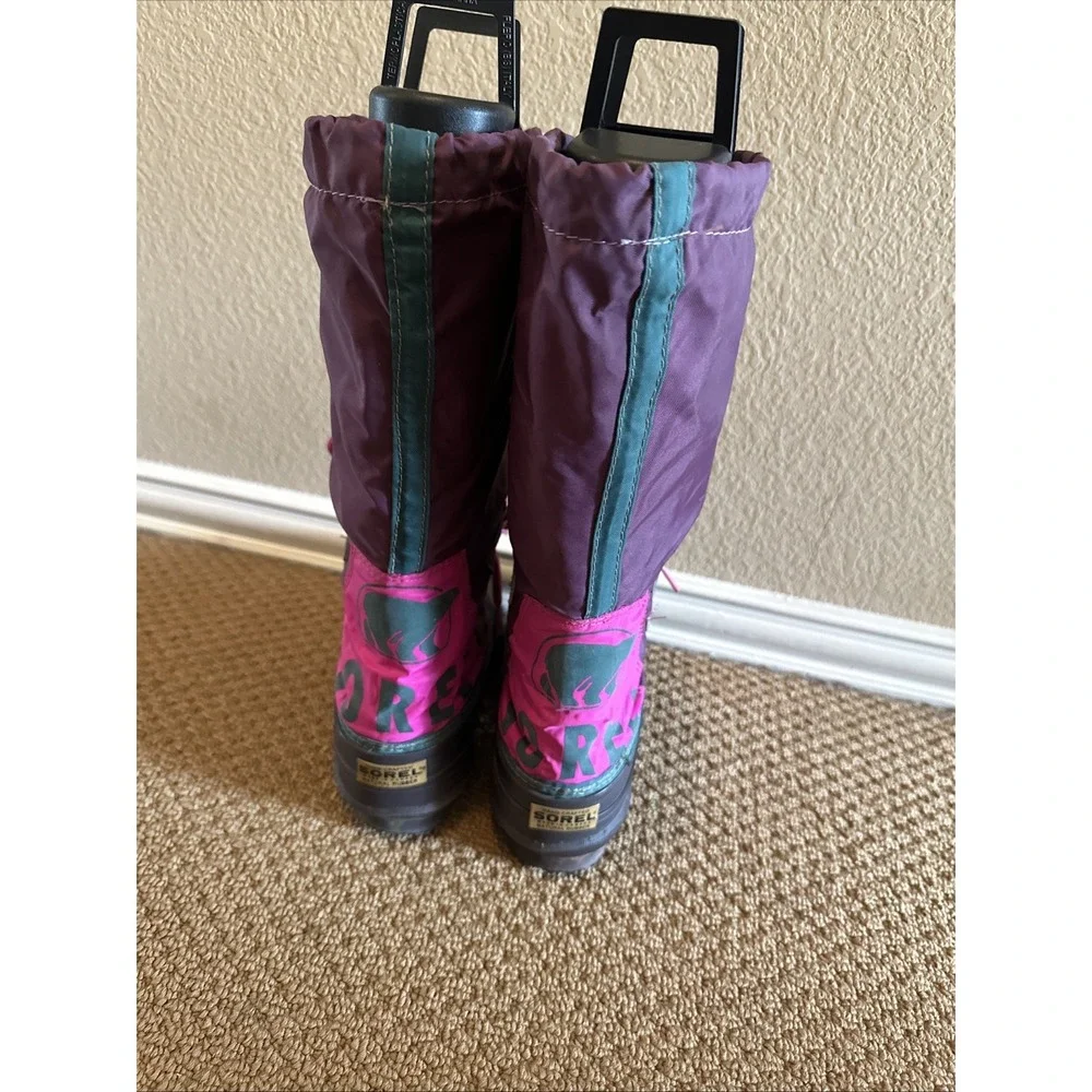 Vintage Sorel Purple Boots Mid Calf Removable Felt Liners Sz 6